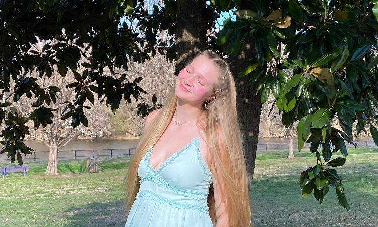 Ysabel Brown basking in the sun after recovering from her surgery, 